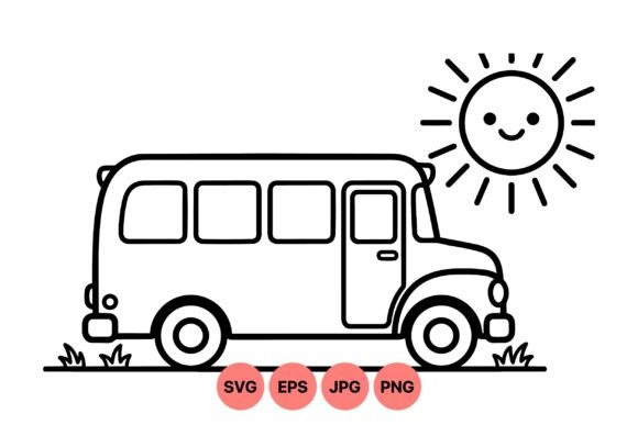 Cheerful School Bus SVG for Embroidery