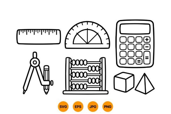 Exploring School Math Tools Clipart SVG for Embroidery