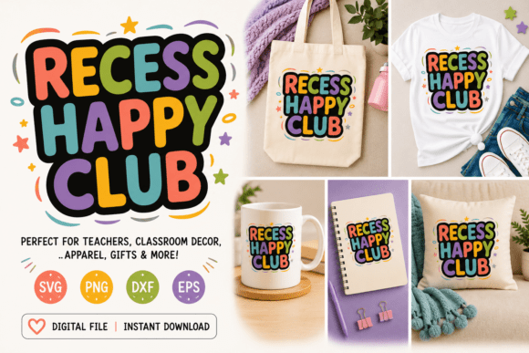 Recess Happy Club SVG: A Cheerful Embroidery Design