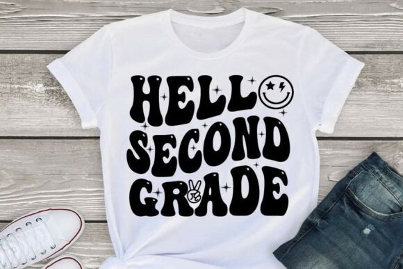 Retro Hello Second Grade Svg for Embroidery