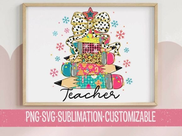 Teacher Christmas Pencil Tree SVG: A Festive Embroidery Gem